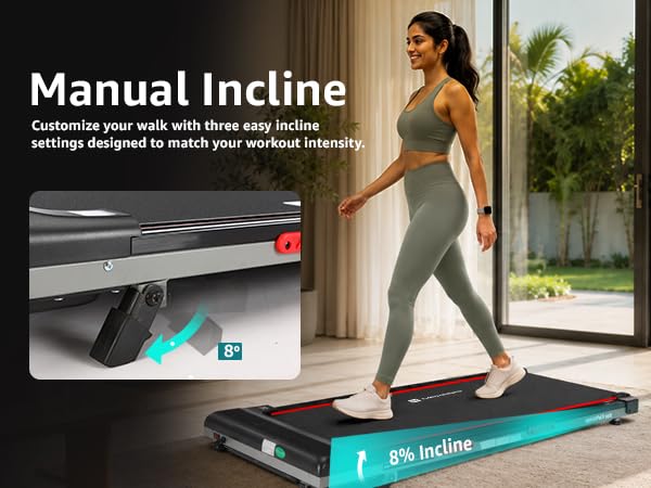 Image of MAXPRO Walking Pad 3.5HP BLDC Motor Treadmill for Home use | 12km /hr Speed | 110kgs Max. User Weight | 8% Incline| LED Display, Shock Absorbtion, Compact underdesk Treadmill for Home Gym