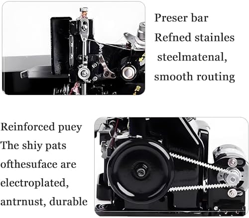 Heavy Duty Serger Sewing Machine - Handheld Overlock Coverstitch for Leather and Fabric, Durable Metal Frame