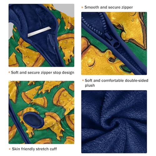 Cheese Pizza Toddler Fleece Jacket Baby Boys Hooded Zipper Long Sleeve Thick Warm Outerwear 3-10 Years3