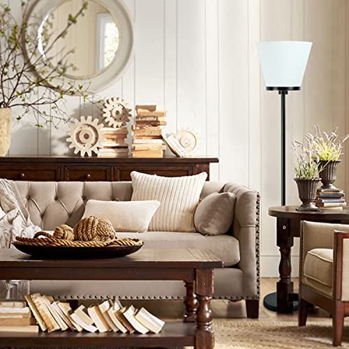 Floor Lamp For Living Room, Simple Modern Black Floor Lamp For Bedroom Office, 3 Color Temperatures Tall Standing Floor Lamp With Foot Switch, (9W Led Bulb, White Lampshade Included). #TOP5