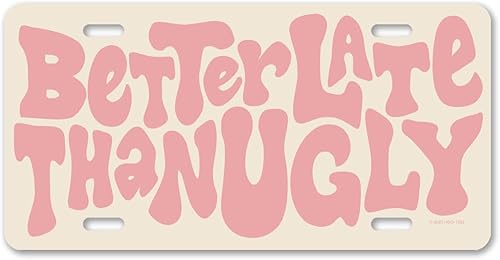 Honey Dew Gifts, Better Late Than Fey, 12 x 6 pulgadas, fabricada en Estados Unidos, placa decorativa, placa de matrícula divertida, placas de