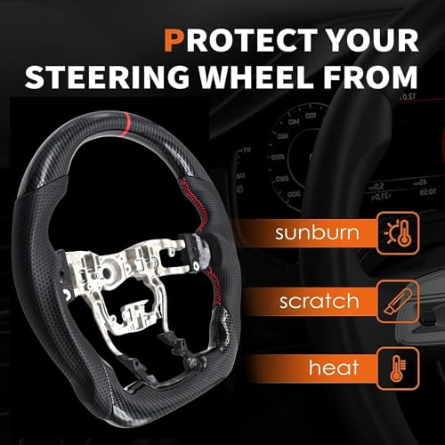 Image of KMH Premium Black Steering Wheel Compatible with Toyota Fortuner and Hilux 2016+, Crysta - Sporty Look, Enhanced Grip & Fit Plug and Play Car Interior Accessories (Carbon Copy)