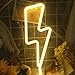 Éclair Neon Mural Enseignes Lumineuses - USB ou Batterie alimenté Forme de Foudre Néon Lumières Veilleuse Murale pour Chambre | Lampe Neon LED pour Fête de Noël Party Salon Décoration (Blanc Chaud)