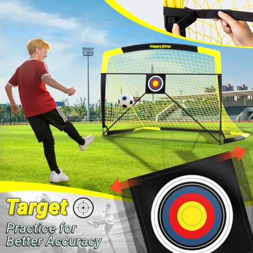Image of Happy Jump Portable Soccer Goal 7x5 & 5x3.6 FT, Large-Frame Training Net