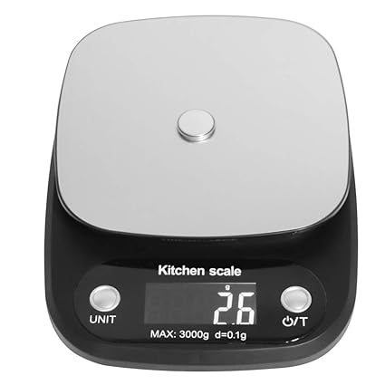 Kitchen Scale, Food Scale High? Sensor Accurate Measurement Data Black Stainless Steel Kitchen Weight with Non?Slip Pad for Baking