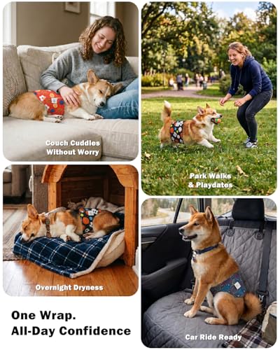 Image of CuteBone Dog Diapers Male Belly Bands 3 Pack for Male Dogs Reusable Puppy Wraps