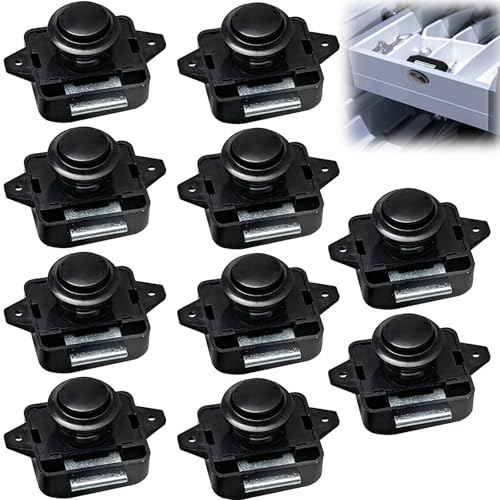 Push Lock Schloss für Wohnmobil - 10 Stück Cabinet Locks, Portable Button Catch Door Lock für RV Camper Caravan Van Motorhome Yacht Ship Boat