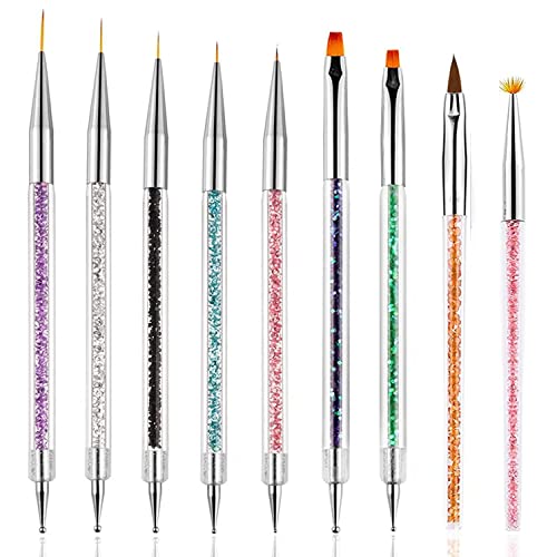 9 pièces Pinceau Nail Art,Nail Art Brosses,Dotting Pens Tool Nail Art,Pinceau Nail Art,Acrylique Nail Brush Kit,Dessin Stylo Ensemble Outil à Ongles Cover