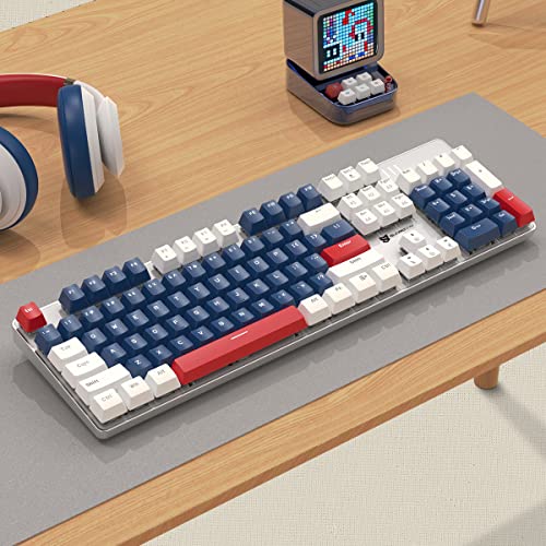 Image of 104 Keys Full Size Mechanical Gaming Keyboard | Red Switch Blue /White /Red Combo Color Computer Keyboards | 104 Keys US Layout Wired Mechanical PC Gaming Keyboard | Light Up Wired Clicky Keyboards