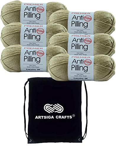 Image of Premier Yarns Anti-Pilling Everyday DK Solids Meadow 1107-62 (6-Skeins-Same Dye Lot) DK Light Worsted #3 Anti-Pilling Acrylic Yarn for Crocheting and Knitting with Project Bag