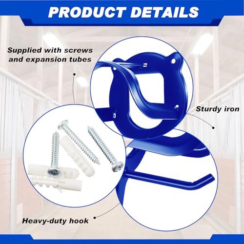 Image of Dunzy 3 Counts Horse Bridle Rack Bracket Bridle Hooks Tack Storage Halter Hanger Metal Holder with Tubes and Screw for Horse Barn Supplies (Sapphire Blue)