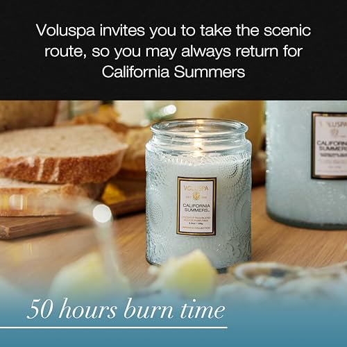 Image of Voluspa California Summers Candle Jar, 5.5 oz | Coconut Wax Blend, Small Scented Candles for Home, 50 Hour Burn Time, Poured in the USA