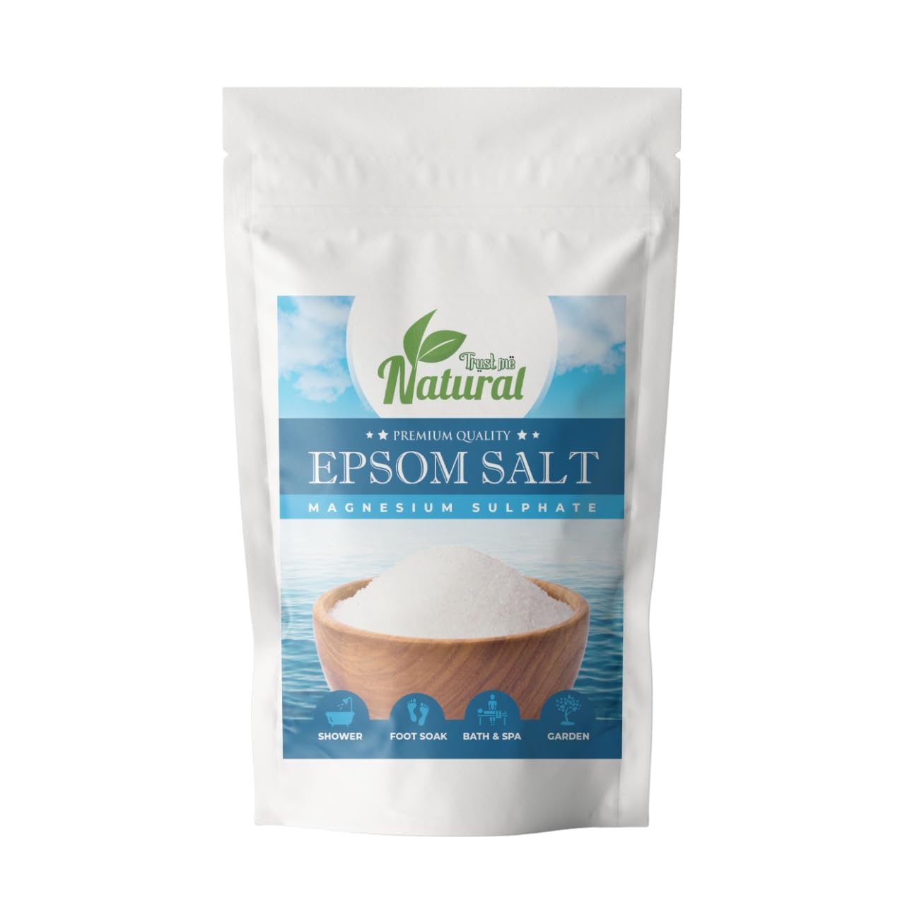 Organic Epsom Salt Crystals for Bath 1kg, For Muscle Relief, Feet Soak, Relieves Aches & Pain, Gardening Plants 1Kg