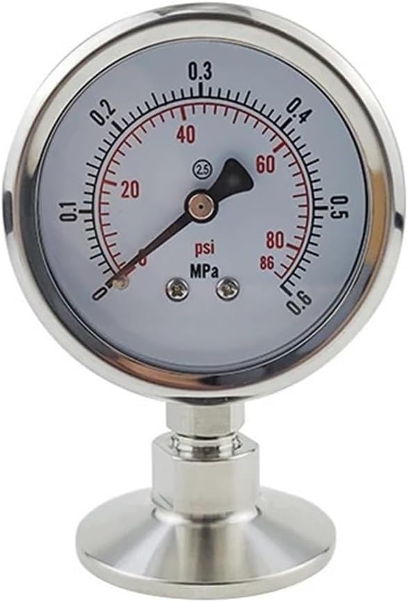 1.5" Tri Clamp(50.5mm) Manometer 0-1.6MPa Pressure Gauge SS304 Stainless Steel Body with SS316 Tri Clamp