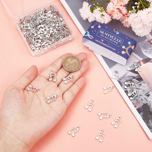 SUNNYCLUE 1 Box 150Pcs Music Notes Charms Bulk Musical Note Charm Small Music Note Symbol Instrument Mini Tibetan Alloy Style Music Festival Charms for jewellery Making Charms Earring Necklace DIY - Image 3