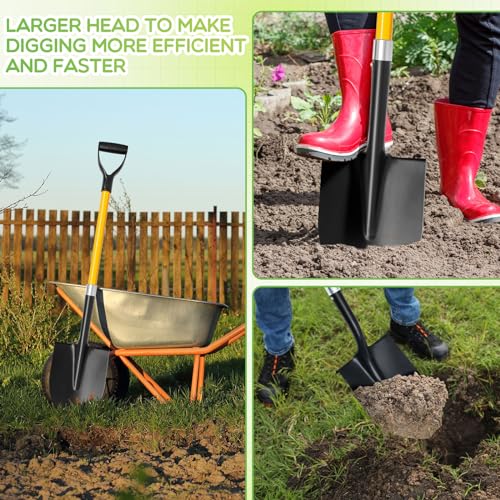 Leriton 4 Pack Heavy Duty Digging Shovel Long Metal Shovel with Comfortable D Handel, Trenching Digging Spade for Garden Landscaping Construction, Snow Beach Sand(Water Drop) - Thumbnail 6