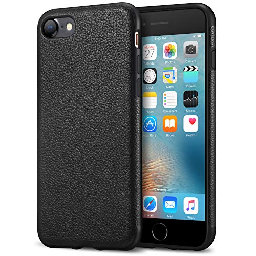 Tasikar Compatible with iPhone SE 2020 Case/iPhone 7 Case/iPhone 8 Case Leather and TPU Design Slim Case(Black)