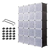 Meerveil Plastic Wardrobe Interlocking Storage Cubes for clothes, Translucent Decorative Patterns, Elegant Black & White