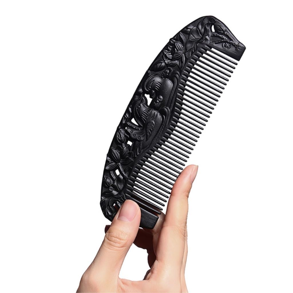 Peruka Grzebień Chinese Retro Long Hair Wooden Comb Black Fine Tooth Comb Household Dry Hair Comb Suitable for All Hair Types Duże grzebienie do włosów