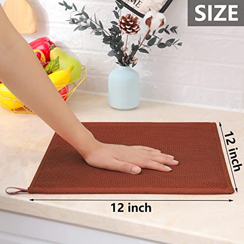 Image of Homaxy 100% Cotton Waffle Weave Kitchen Dish Cloths, Ultra Soft Absorbent Quick Drying Dish Towels, 12 x 12 Inches, 6-Pack, Rust