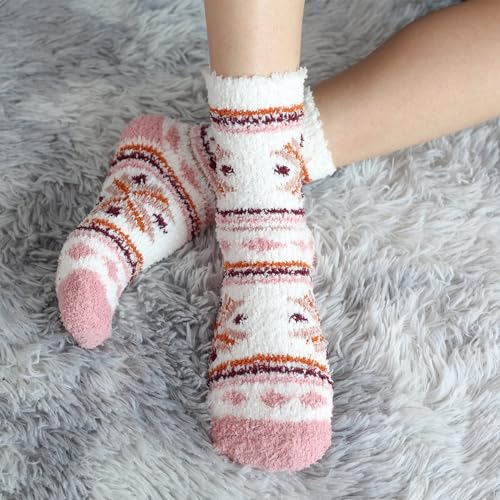 Image of Fuzzy Socks for Women Fluffy Cozy Slipper Socks Fall Halloween Socks Gifts | Soft Thick Plush Warm Socks, Christmas Winter Gifts for Ladies,Comfortable Indoor Home Socks, Sleep Slipper Socks