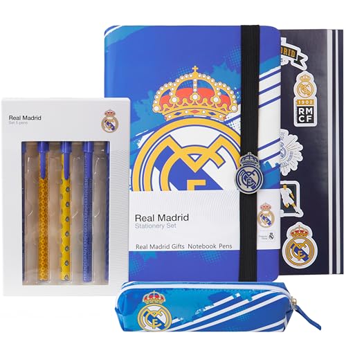 Real Madrid Pencil Case Notebook Stickers and Pens Stationery Set for School Supplies Office Accessories Football Gifts for Women Men Teens Boys