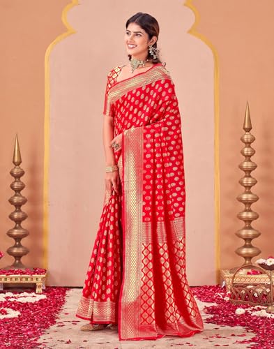 Image of SIRIL Women's Kanjivaram Soft Silk Saree Pure Silk Saree With Unstitched Blouse Piece