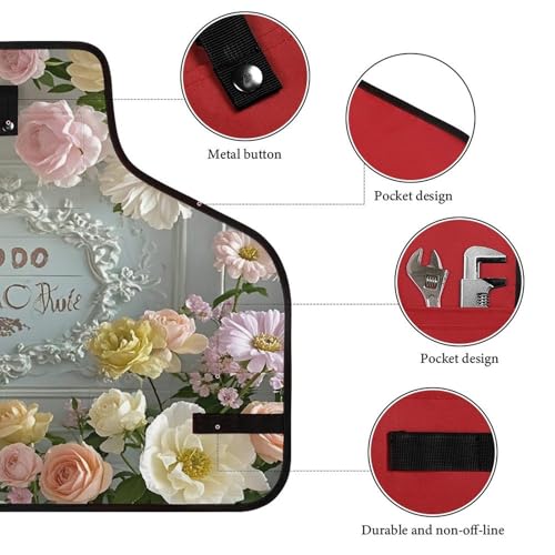 Delantal Shabby Chic Flowers unisex ajustable con bolsillos miniatura 3