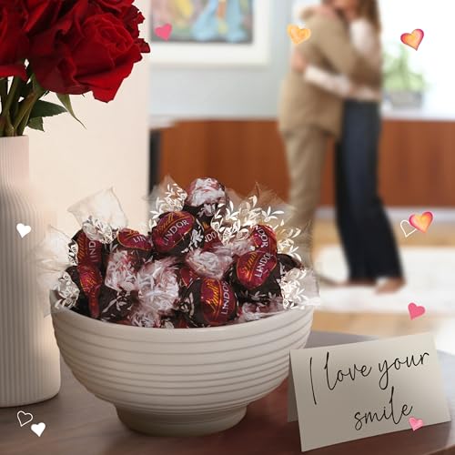 image for Lindt LINDOR Strawberry Dark Chocolate Candy Truffles, Valentine's Day