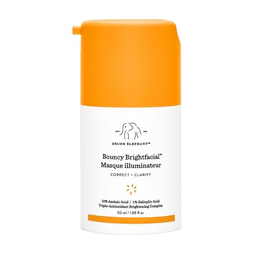 Drunk Elephant Bouncy Brightfacial - 1.7 fl oz/1.69 fl oz - Mascarilla iluminadora - Cuidado de la piel clínico limpio - Libre de crueldad animal -