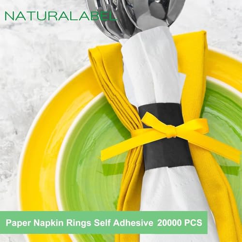 Image of NATURALABEL Bulk Pack of 20,000, Self-Adhesive Napkin Bands for Small Business, Restaurants, Events - 10 Boxes, 2000 per Box (Black)