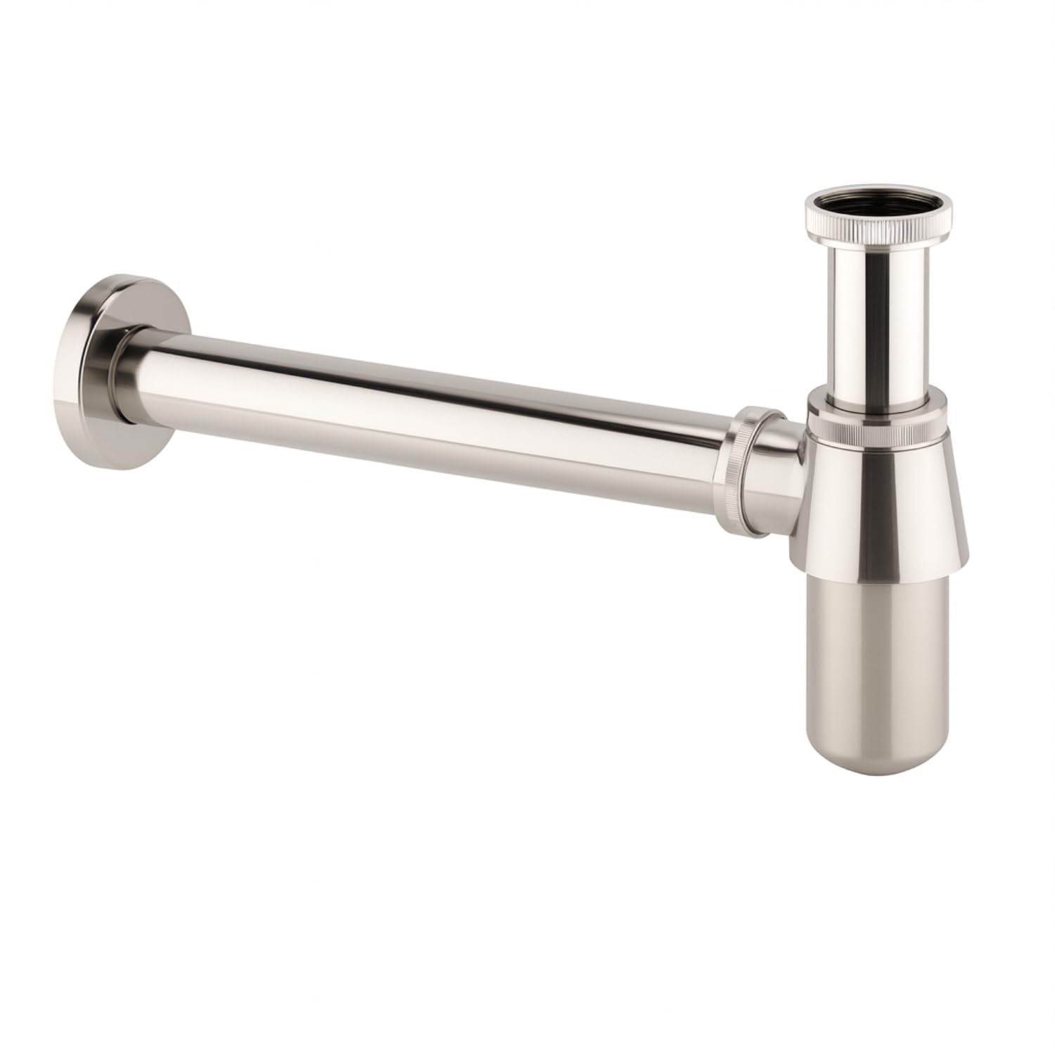 Traditional Bottle Trap – Brushed Nickel Finish – Basin Waste Trap – Solid Brass – Adjustable Outlet