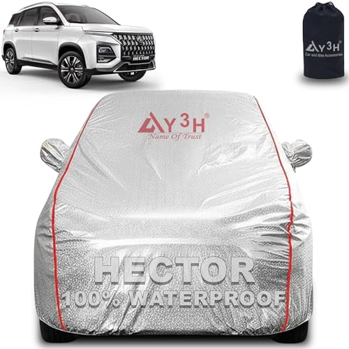 Image of 100% Waterproof Car Cover Compatible with Mg Hector | All Weather, Dust Proof, UV Protective with Mirror Pocket (Silver Magic)