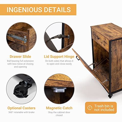 Gabinete de Basura de Madera con Ruedas 13 Galones miniatura 7