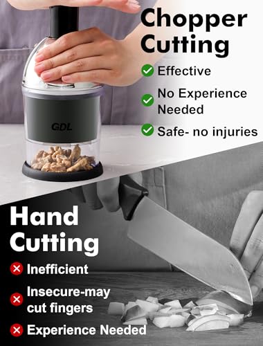 Image of Food Chopper, Hand Chopper Dicer Easy to Clean, Manual Slap Vegetable Chopper Onion Cutter, Garlic Chopper Mincer for Onion, Nut, Tomato, Pepper, Celery, etc