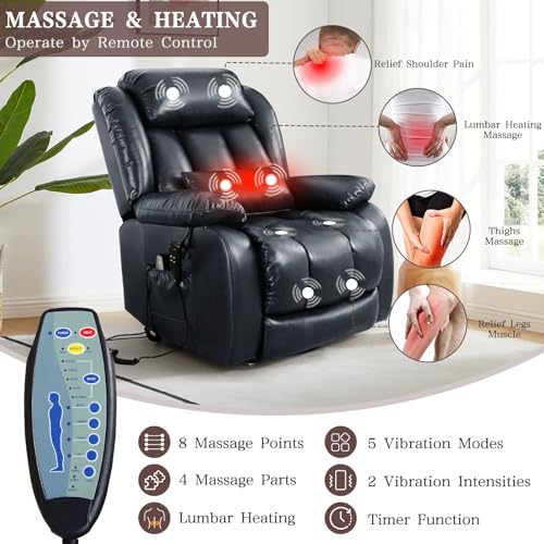 Image of Infinite Position Lay Flat Power Lift Recliner Chair for Elderly, Blue