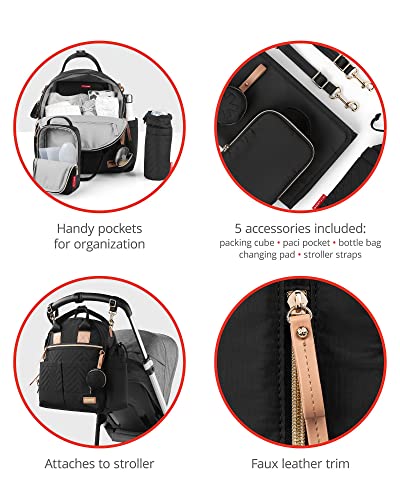 Skip-Hop-Diaper-Bag-Backpack-Suite-6-in-1-Diaper-Backpack-Set-Multi-Function-Baby-Travel-Bag-with-Changing-Pad-Stroller-Straps-Bottle-Bag-and-Pacifier-Pocket-Black