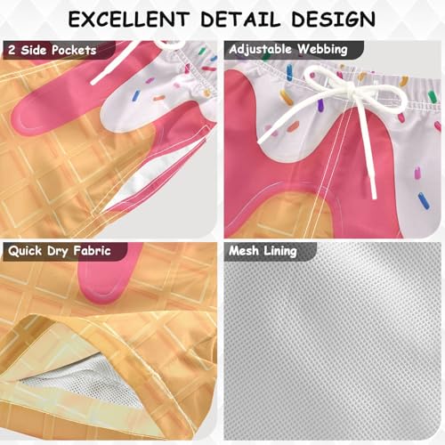 Boys Swim Trunks White Ice Cream Toddler Swim Shorts Beach Board Shorts Swimsuit3