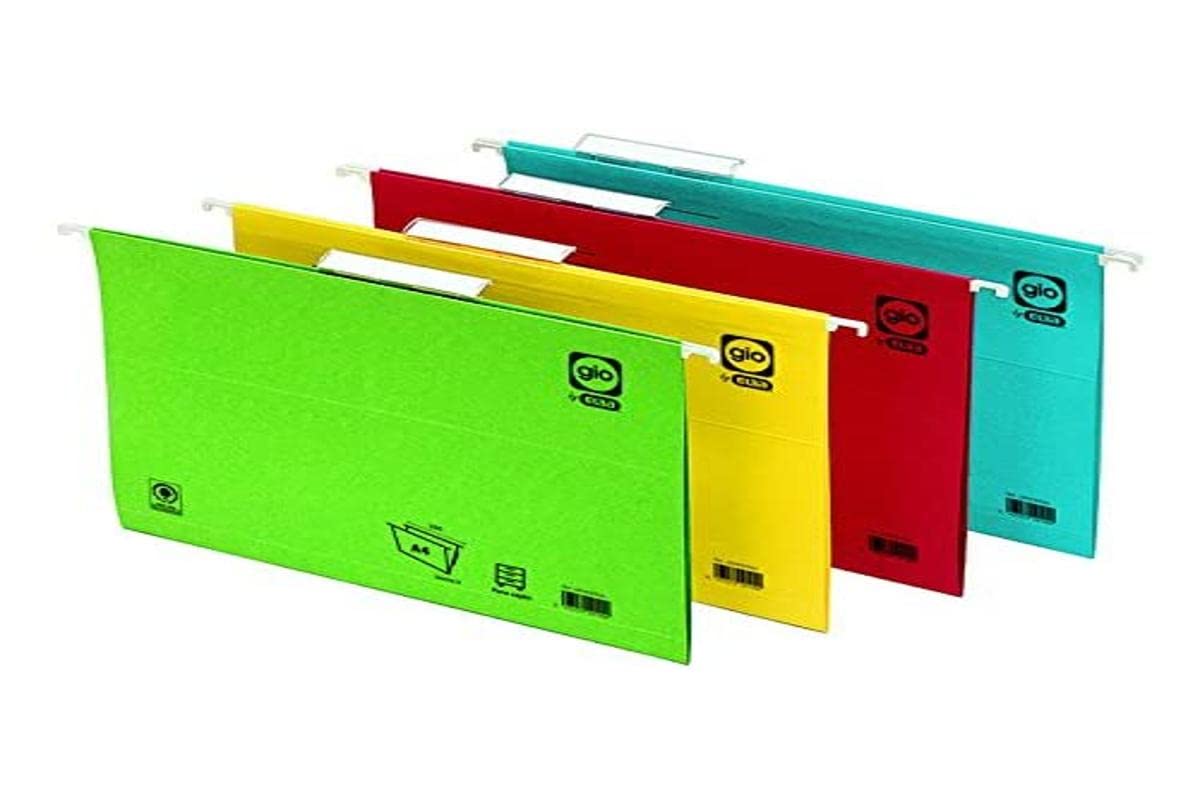 Elba Gio - Caja de 25 carpetas colgantes para cajón, Fº, color verde