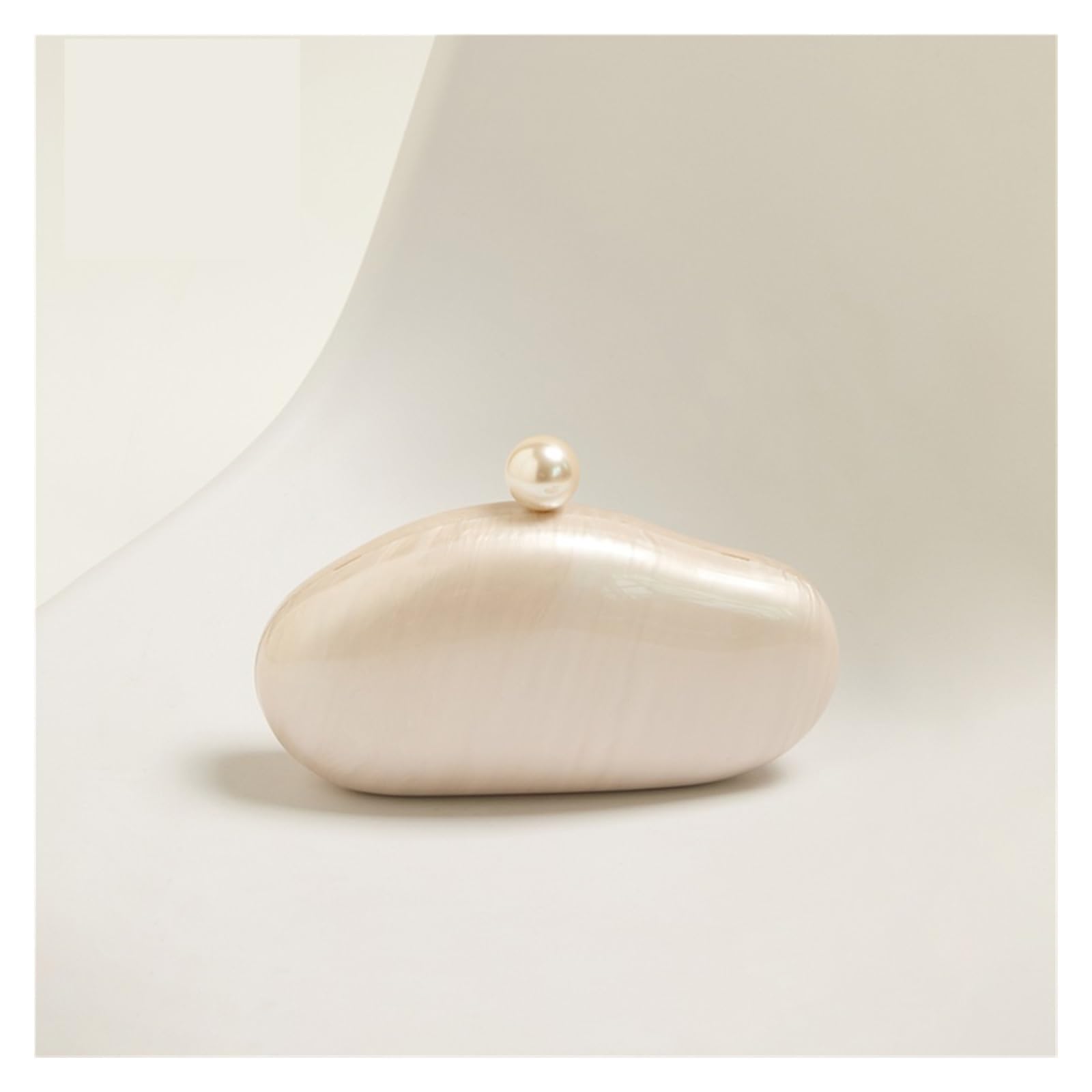 Muschel-Clutch, Perlmuttfarbene Handtasche, Damenhandtasche For Hochzeiten, Abendveranstaltungen, Süße In Elfenbein, Perlmutt Und Kaffeebraun Für Hochzeiten