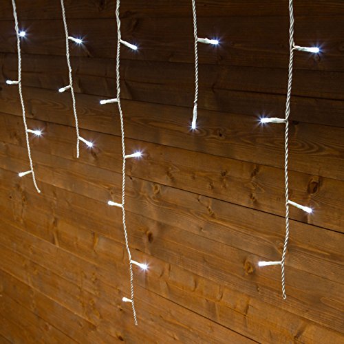 XMASKING Estalatitas 20 x 0,6 m, 480 LED Blanco frío, Cable Blanco
