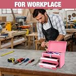 WORKPRO Portable Mini Metal Tool Box with 2 Drawers - Image 2