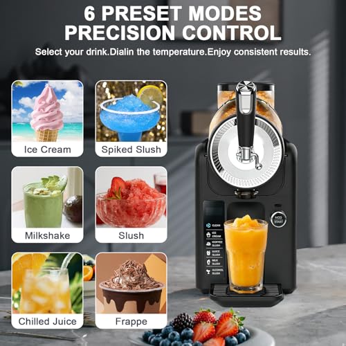 Image of Slushie Machine for Home, No Ice Needed Slushy Machine & Frozen Drink Machine, 6 Presets, Real-Time Temp Display, Auto-Clean Slushy Maker Machine for Margaritas, Frappes, Milkshakes, Party Size（Black）