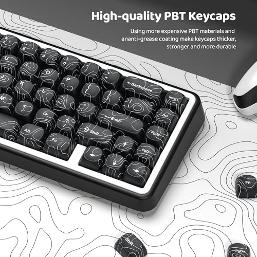 Image of dagaladoo Black Keyboard keycaps,PBT keycaps Topographic