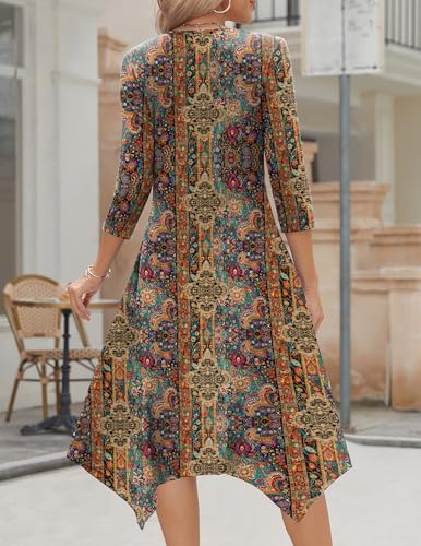 Image of Zeagoo Midi Dresses Women 2026 Dress 3 /4 Sleeve Casual Dresses with Pockets A Line Summer Beach Sundress