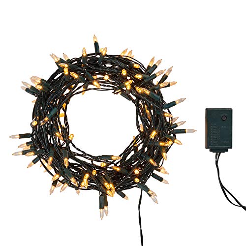 Lights4fun 150 Warm White LED Traditional Christmas Tree Lights with Timer
