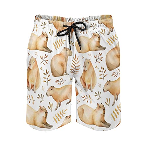 BAIKUTOUAN Adorable Capybara Print Swim Trunks Short Beach Pants for Men Casual2