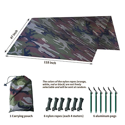 HYOUT Lightweight & Waterproof Hammock Tarp Camo Tent Tarp Multifunctional Outdoor Picnic Camping Traveling Awning Backpacking Tarp Shelter Rain Tarp - Thumbnail 2