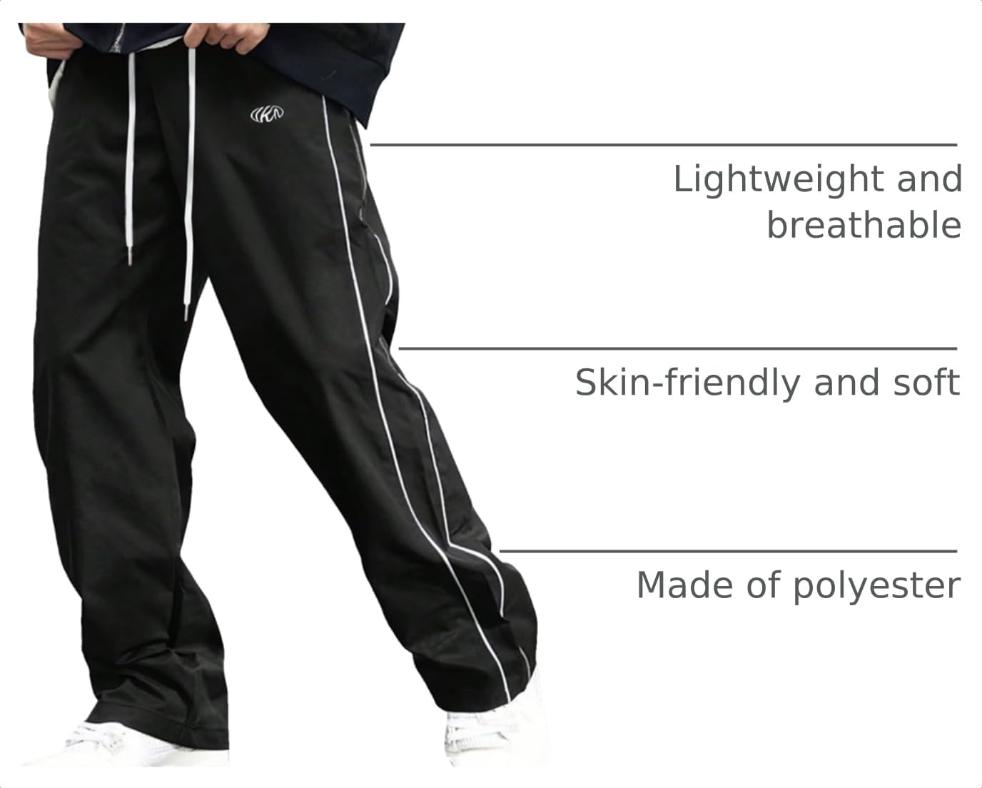 Mens Lightweight Sweatpants Y2k Drawstring Baggy Track Pants Cool Parachute Pants Streetwear