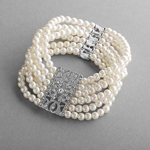 Mariell Ivory Pearl and Crystal Stretch Cuff Bracelet, Medium Size 6" to 7" Fits Most Wrists, Simulated Pearls, Vintage Design Bracelet For Brides, Weddings, Mother of the Bride3